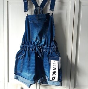 Shortall Jean Cargo Short Overalls Size Large Juniors